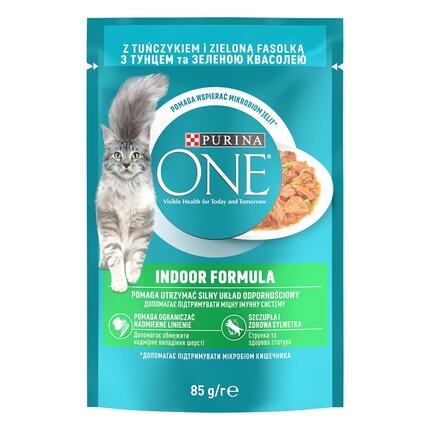PURINA ONE Indoor mini filetky s tuniakom a zelenými fazuľkami v šťave