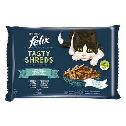 FELIX Tasty Shreds Multipack losos/tuniak v šťave 4x80g