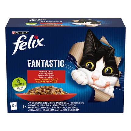 FELIX Fantastic Multipack kura/hovädzie/králik/jahňacie v želé 12x85g