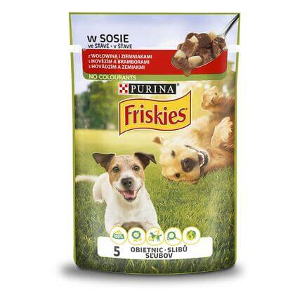 FRISKIES ADULT Dog s hovädzím a so zemiakmi v šťave