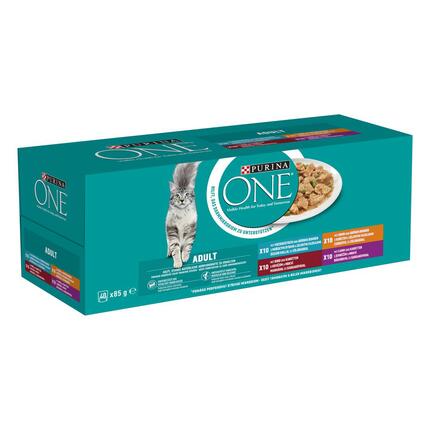 PURINA ONE ADULT Mini filetky s jahňacím a mrkvou v šťave, s kuraťom a zelenými fazuľkami v šťave, s hovädzím a mrkvou v šťav