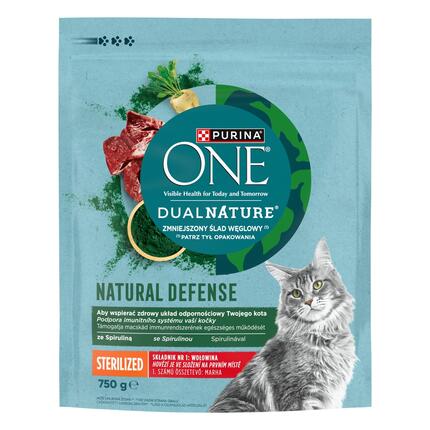 Purina ONE Dual Nature Sterilised granuly pre mačky spirulina, hovädzie