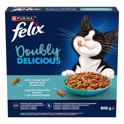 FELIX® Doubly Delicious s lahodnou kombináciou lososa a morských rýb, bohaté na cviklu