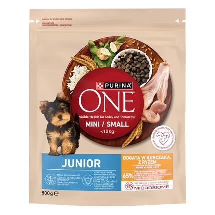 Krmivo pre psov ONE MINI Junior Dog s kuraťom -predná strana