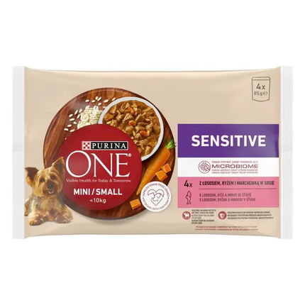Purina ONE® MINI Dog Sensitive Losos ve šťave - predná strana