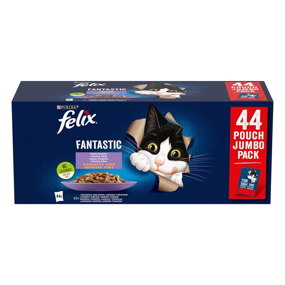 FELIX Fantastic Multipack hovädzie/ kura/ losos/ tuniak v želé 44x85g