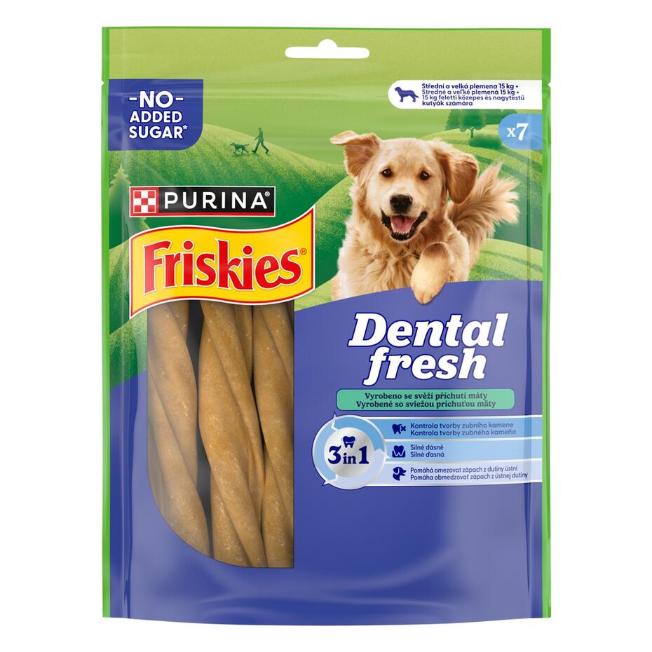 Friskies Dental Fresh maškrty pre psov 3v1 M
