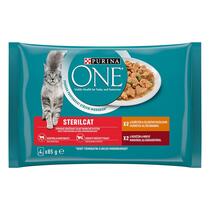 PURINA ONE Multipack Sterilcat mini filetky s kuracím a zelenými fazuľkami / s hovädzím a mrkvou v šťave