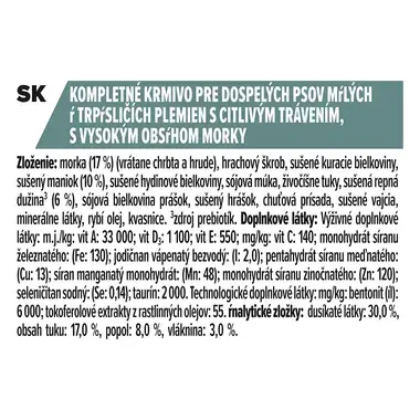 PRO PLAN SMALL & MINI ADULT SENSITIVE DIGESTION Grain Free granule pre psov s morkou
