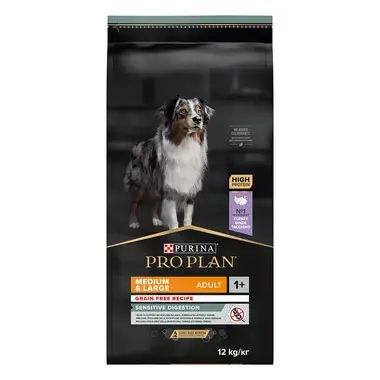 PRO PLAN MEDIUM & LARGE ADULT SENSITIVE DIGESTION Grain Free granule pre psov s morkou