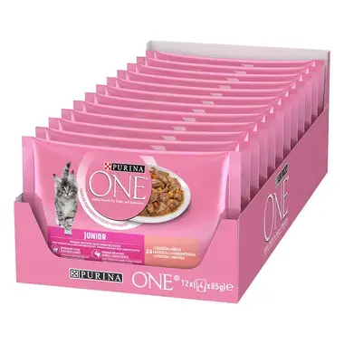 PURINA ONE Multipack JUNIOR mini filetky s lososom a mrkvou v šťave