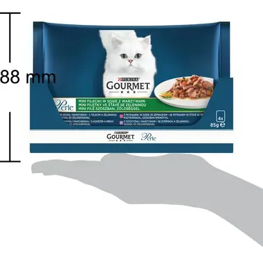 GOURMET PERLE Multipack mini filetky teľacie so zeleninou/zverina so zeleninou/hovädzie s mrkvou/pstruh so špenatom v šťave