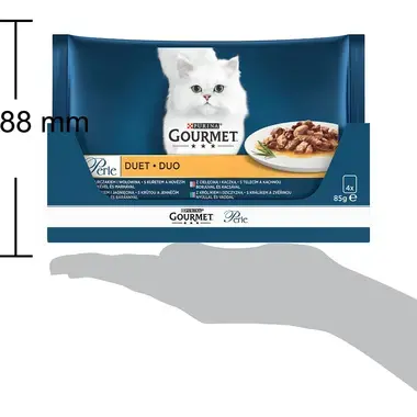 GOURMET PERLE Duo Multipack kura s hovädzim/morka s jahňacim/teľacie s kačicou/kralik so zverinou