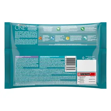PURINA ONE Multipack Indoor mini filetky s tuniakom a zelenými fazuľkami / s teľacím a mrkvou v šťave