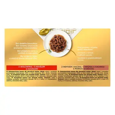 GOURMET GOLD Multipack hovädzie/morka s kačicou/losos s kuraťom/kura s pečeňou v šťave