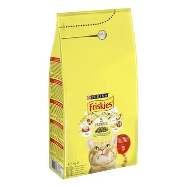 FRISKIES s hovädzím, kuraťom a pridanou zeleninou