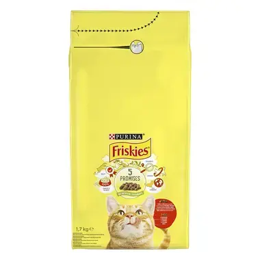 FRISKIES s hovädzím, kuraťom a pridanou zeleninou