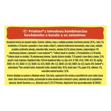 FRISKIES s hovädzím, kuraťom a pridanou zeleninou