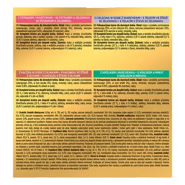 GOURMET GOLD Multipack kačica s olivami/teľacim so zeleninou/pstruh so zeleninou/králik s mrkvou v šťave