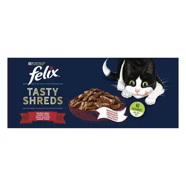 FELIX Tasty Shreds Multipack hovädzie/kura/kačica/morka v šťave 12x80g