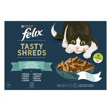 FELIX Tasty Shreds Multipack losos/tuniak v šťave 4x80g