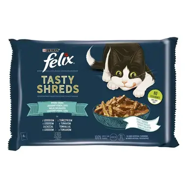FELIX Tasty Shreds Multipack losos/tuniak v šťave 4x80g