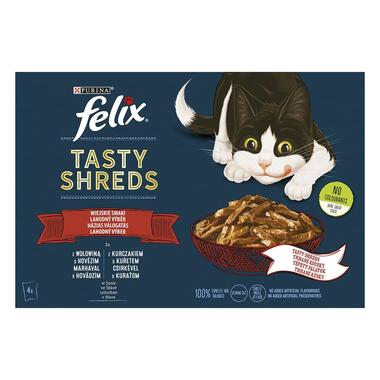 FELIX Tasty Shreds Multipack hovädzie/ kura v šťave 4x80g