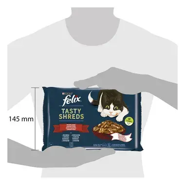 FELIX Tasty Shreds Multipack hovädzie/ kura v šťave 4x80g