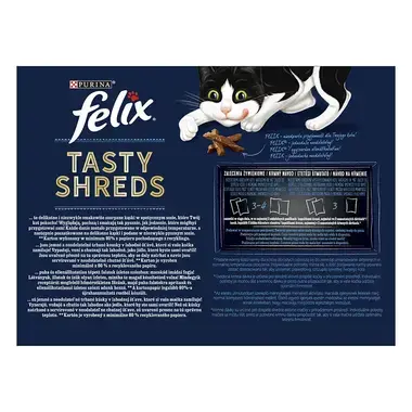 FELIX Tasty Shreds Multipack hovädzie/kura/losos/tuniak v šťave 12x80g