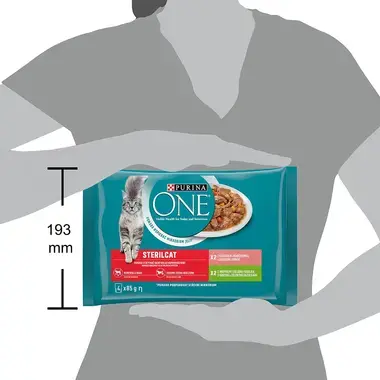 PURINA ONE Multipack Sterilcat mini filetky s morkou a zelenými fazuľkami / s lososom a mrkvou v šťave