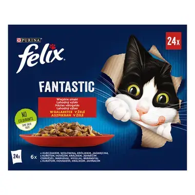 FELIX Fantastic Multipack kura/hovädzie/králik/jahňacie v želé 24x85g