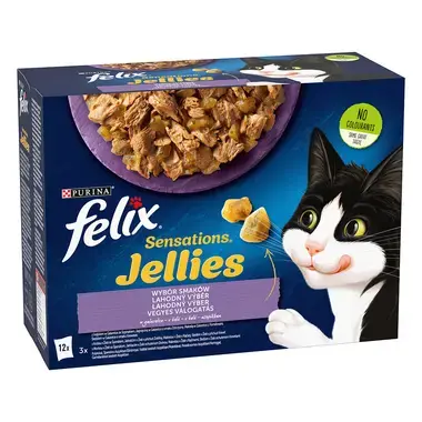 FELIX Sensations Jellies Multipack jahňacie/makrela/treska/morka v och. želé 12x85g