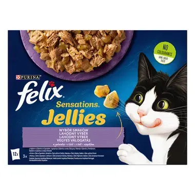 FELIX Sensations Jellies Multipack jahňacie/makrela/treska/morka v och. želé 12x85g