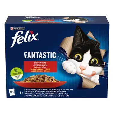 FELIX Fantastic Multipack kura/hovädzie/králik/jahňacie v želé 12x85g