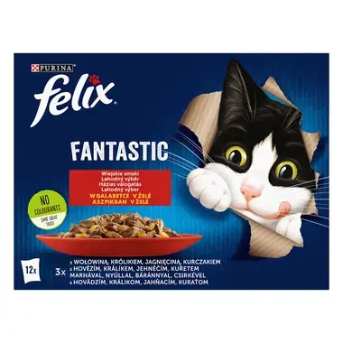 FELIX Fantastic Multipack kura/hovädzie/králik/jahňacie v želé 12x85g