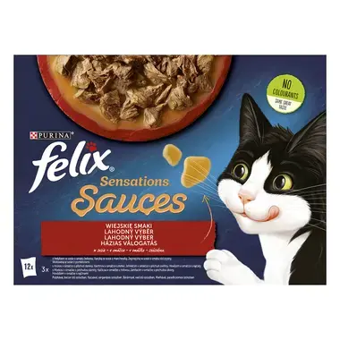 FELIX Sensations Sauces Multipack hovädzie/jahňacie/morka/kačica och. om. 12x85g