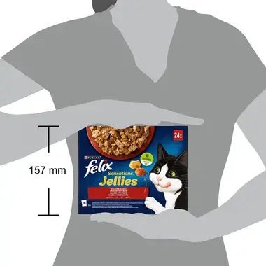 FELIX Sensations Jellies Multipack hovädzie s rajčinami/ kura s mrkvou/ kačica/ jahňacie v och. želé 24x85g