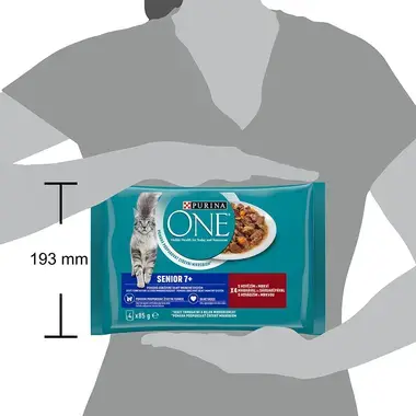 PURINA ONE Multipack SENIOR 7+ mini filetky s hovädzím a mrkvou v šťave