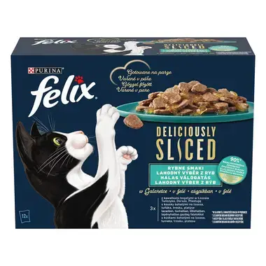 FELIX Deliciously sliced Multipack losos/ tuniak/ treska/ platesa v želé 12x80g