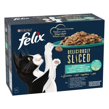FELIX Deliciously sliced Multipack losos/ tuniak/ treska/ platesa v želé 12x80g
