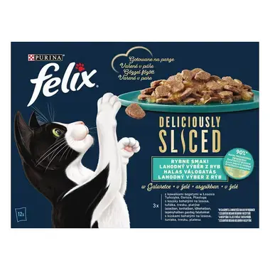 FELIX Deliciously sliced Multipack losos/ tuniak/ treska/ platesa v želé 12x80g