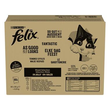 FELIX Fantastic Multipack hovädzie/ kura/ tuniak/ treska v želé 80x85g