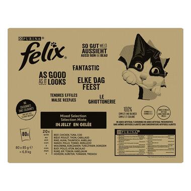FELIX Fantastic Multipack hovädzie/ kura/ tuniak/ treska v želé 80x85g