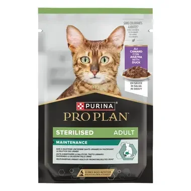 PRO PLAN CAT Sterilised Maintenance, mokré krmivo pre mačky s kačicou