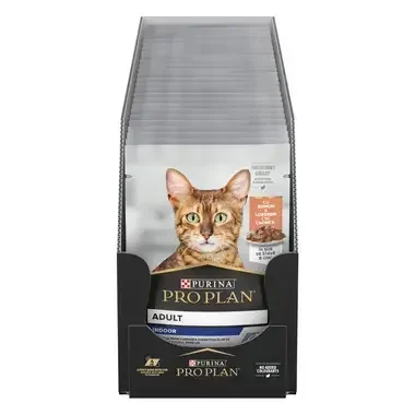 PRO PLAN CAT Indoor, mokré krmivo pre mačky s lososom