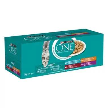 PURINA ONE ADULT Mini filetky s jahňacím a mrkvou v šťave, s kuraťom a zelenými fazuľkami v šťave, s hovädzím a mrkvou v šťav