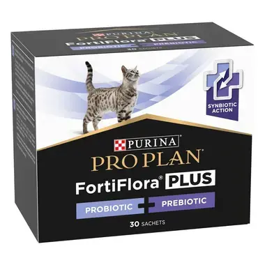 PURINA® PRO PLAN® FortiFlora® PLUS kombinácia probiotík a prebiotík pre mačky