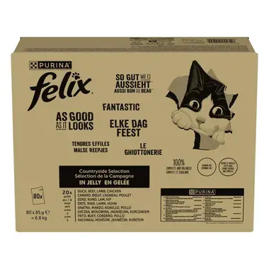 FELIX Fantastic Multipack hovädzie/kura/kačica/jahňacie v želé 80x85g