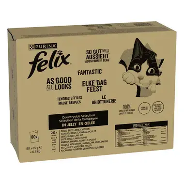 FELIX Fantastic Multipack hovädzie/kura/kačica/jahňacie v želé 80x85g