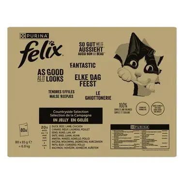 FELIX Fantastic Multipack hovädzie/kura/kačica/jahňacie v želé 80x85g